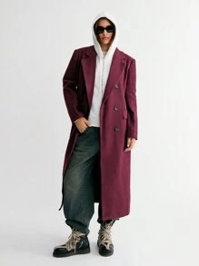 StreetHx Women Solid Color Simple Casual Everyday Coat - Red Violet - View 1