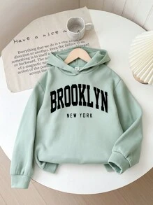 SHEIN Tween Girl 3pcs Set Fleece Knit Plain Hooded Pullover Sweatshirts,In Fall/Winter - Multicolor - View 5