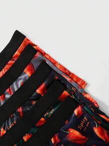 4pcs/Pack Men's Solid Color Patchwork Casual Boxer Briefs - Multicolor - View 6