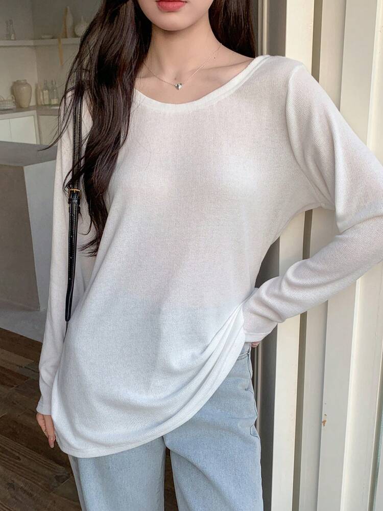 Women Solid Color Round Neck Long Sleeve Simple Casual Spring/Summer Sports Valentine's Day T-Shirt,Fall Women Clothes