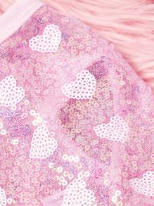 PETSIN 1 件情人节通用宠物粉色爱心亮片薄纱可爱公主裙狗狗连衣裙 - 粉色 - 查看 3