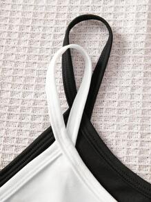 SHEIN 2pcs/Set Teen Girl Minimalist Sports Leisure Letter Graphic Elastic Soft & Breathable Camisole Tank Top