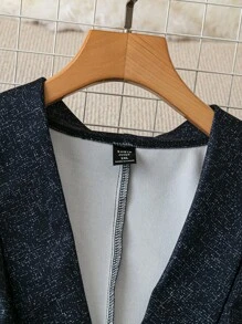 SHEIN Unity Plus Size Front Button Long Sleeve Pocket Minimalist Blouse And Pants Suit Set