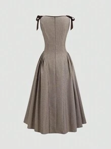 SHEIN PETITE Sukienka Petite Women Elegancka, Kontrastowa Kolorystyka Minimalistyczna, Ściągana Talia, Dopasowana