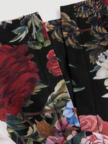 Girlism Teen Girls' Spring & Summer, New Year, Valentine's Day Clean Girl Style Cute Retro Floral Print Strap Drape Maxi Dress, Elegant/Vintage, Luxurious, Graceful,Graduation Outfit - Multicolor - View 4