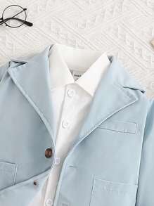 Souflis Souflis 婴幼儿男童休闲绅士纯色西装外套和裤子两件套，适合生日、婚礼、派对、春秋季（无领带和内衬衬衫） - 彩色 - 查看 6