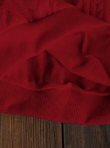 Conjunto de 2 piezas sencillo para mujeres color gris oscuro, con sudadera de manga larga y pantalones largos - Burdeos - Ver 6
