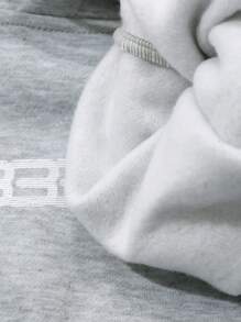 DAZY Autumn Letter Print Thermal Lined Hooded Sweatshirt For Men
