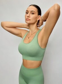 Activina Ladies Green Color Round Neck Casual Fitness Sports Bra For Yoga, Pilates,Casual And Everyday Wear