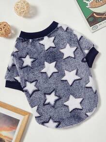 PETSIN 1 pieza Sudadera gruesa y cálida con estampado de estrella negra para mascotas, diseño con capucha de cuello redondo para perros, otoño/invierno