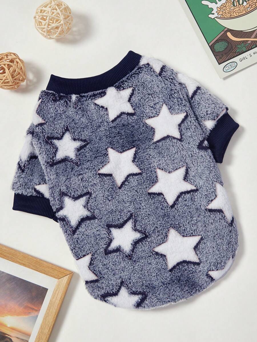 PETSIN 1 pieza Sudadera gruesa y cálida con estampado de estrella negra para mascotas, diseño con capucha de cuello redondo para perros, otoño/invierno