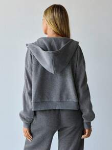 Hanevo Women's Casual Hooded Long Sleeve Sweatshirt, Autumn/Winter, Holiday Sportwear For Daily Wear - Grey - View 2