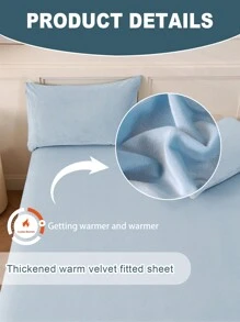 1 件浅蓝色天鹅绒床笠温暖柔软纯色毛绒床笠特大号双人床尺寸，奢华超柔软舒适床单，带 12 英寸深口袋，适合秋冬和春季，无枕套秋冬保暖床垫保护，深口袋，床笠 - 淺藍色 - 查看 6