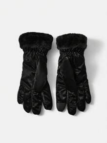 MOTF PREMIUM 1PAIR BASICS FURRY FULL FINGER GLOVES, BLACK, SUITABLE FOR CASUAL COMMUTING WEAR - Black - View 5