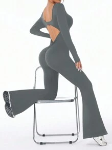 Seamless High Stretch V-Back Butt-Lifting Workout Jumpsuit