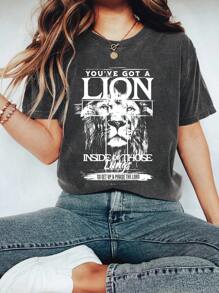 INAWLY Christian Comfort Colors Shirt - You've Got A Lion Inside Of Those Lungs White Shirt - Women Christian Tee & Sweatshirt - Light Grey - View 1
