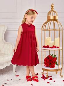 SHEIN Leap Crew Mädchen und Kleine Mädchen lässiges Mutter-Tochter-Outfit mit Schleife, Laser-Ausschnitt und Stufenrand, ideal für lässige und tägliche Kleidung, Schule im Frühling und Herbst, Valentinstag, gleiches Outfit für Mutter und Tochter, Schwester und Ich