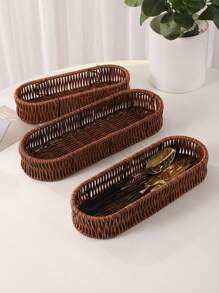1pc Imitation Tableware Storage Basket Bread Basket, Round Fruit Baskets, Wicker Storage Bowls, Natural Woven Serving Basket Bowls, Decorative Baskets For Kitchen Counter Organizing, Gift Basket