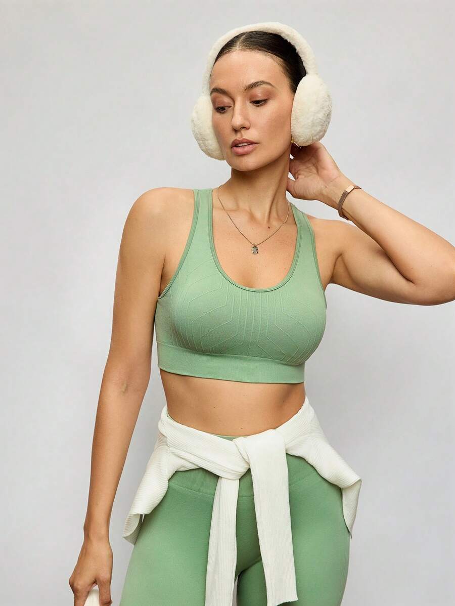 Activina Ladies Green Color Round Neck Casual Fitness Sports Bra For Yoga, Pilates,Casual And Everyday Wear