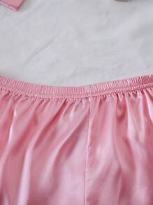 3 件套女童套装 - 淡粉色休闲斜纹长裤、短裤和短袖领口上衣、家居服 - 彩色 - 查看 4