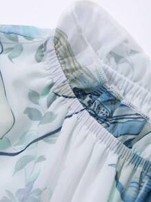 DAZY Vestido de manga abullonada de longitud media con estampado floral elegante de gasa para mujeres, vestido de primavera y otoño de manga larga