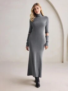 BizChic Váy dài tay màu xám, thanh lịch cho Giáng sinh, năm mới, tiệc tùng và ngày lễ dành cho phụ nữ - Màu xám đen - Xem 9