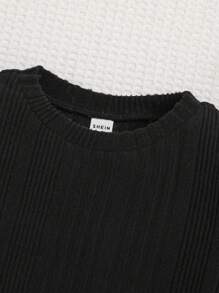 2 Stücke Tween Mädchen Gestrickt Einfarbig Rundhalsausschnitt Tailliertes Casual Langarm Kleid