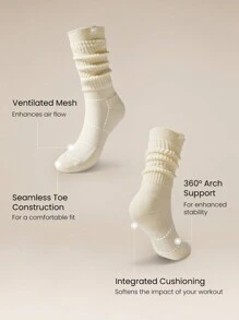 GLOWMODE Cozy Cotton-Blend Slouch Daily Support Socks - Beige - View 4