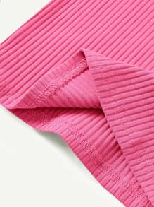 Cozy Pixies Baby Girl Solid Color Round Collar Long Sleeve Blouse - Hot Pink - View 3