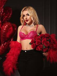 SHEIN Opulent Queen 1/2 Cup Floral Lace Women Sexy Lingerie
