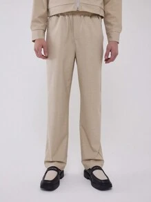 Musero Contrast Drawstring Adjustable Trousers - Apricot - View 2