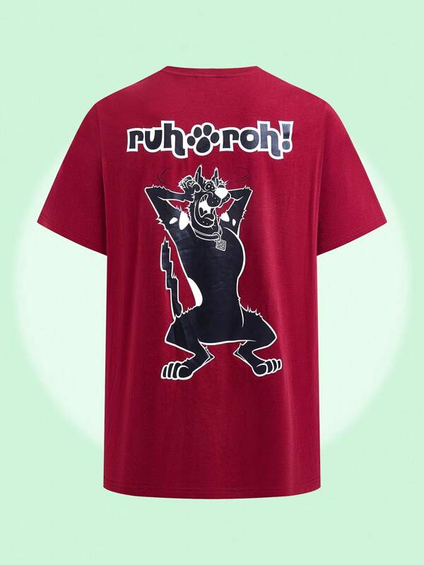 SCOOBY-DOO X SHEIN Tricou cu mânecă scurtă pentru bărbați, cu caracter relaxat, imprimeu Scream