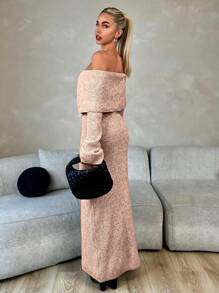 Roylia Vestito con spalle scoperte e collo, casual e alla moda per l'uso quotidiano - Arancione Corallo - Visualizzare 5