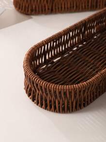 1pc Imitation Tableware Storage Basket Bread Basket, Round Fruit Baskets, Wicker Storage Bowls, Natural Woven Serving Basket Bowls, Decorative Baskets For Kitchen Counter Organizing, Gift Basket