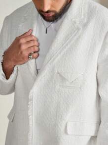 Manfinity VCAY Plus Size Men's White Woven Short Single Button Long Sleeve Blazer, For Fall Winter