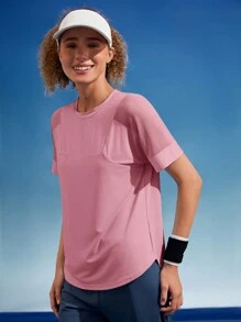 In My Nature Women Letter Print Short Sleeve Casual Crew Neck Outdoor T-Shirt & Camisole Gym Shirts