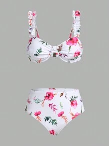 Swim Oasis Summer Vacation Floral Print Bikini Set - Multicolor - View 4