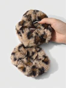 ROMWE Kawaii 2 件套别致复古豹纹蓬松发圈，韩式精致，适合女性日常佩戴，节日礼物发带马尾辫发圈发绳