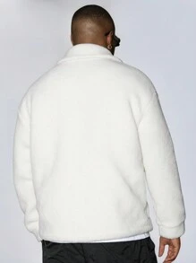 Manfinity VCAY Veste ouverte à manches longues en sherpa, à coupe ample et décontractée, en tricot pour homme