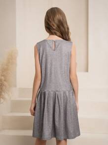 SHEIN Tween Girls Rochie cu mâneci fără mâneci cu decolteu în dungi, Rochie de birou montată pentru navetă, Rochie de cocktail șic pentru petrecerea de aniversare/Ziua Îndrăgostiților în fiecare zi