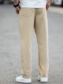 Manfinity Hypemode Men's Khaki Relaxed Fit Straight Leg Casual Jeans - Khaki - View 2