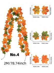 1Pc 2M Long Artificial Autumn Maple Leaf Garland Simulation Plant, Autumn Hanging Autumn Leaf Vine, 7 Styles Available, Suitable For Weddings, Dinner Decorations, Suitable For Gardens, Stairs, Corridors, Dining Tables, Curtain Decorations, Home Decorations, Autumn Decorations