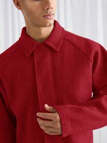 Manfinity INSISELF Men's Loose Fit Notched Collar Long Sleeve Jacket, Suitable For Autumn/Winter - Burgundy - View 5