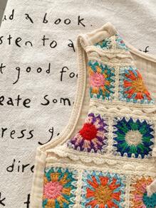 SHEIN LMoss Kids LMoss Baby Girl Lovely Versatile Vacation Knitted Cardigan, Summer - Multicolor - View 4