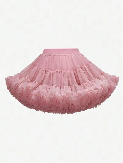 Sparklyn Young Girl' Fluffy Tulle A-Line Skirt, Suitable For Spring, Summer, And Fall Seasons, Great For Outings, Parties, Can Be Paired With T-Shirts Or Shirts, Gives A Lovely And Sweet Look,Holiday,Summer,Travel