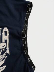 FeverCity Regata Masculina de Gola Careca com Impressão de Letra Simples, Uso Casual do Dia a Dia
