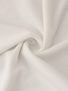 SHEIN 女童时尚舒适罗纹镂空蝴蝶结设计撞色圆领短袖长裤家居服套装 - 彩色 - 查看 6