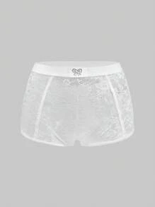 ROMWE Kawaii 4pcs Sexy Women's Thin Lace Mid-Waist Panties With Crotch, Rhinestone Decor - Multicolor - View 6