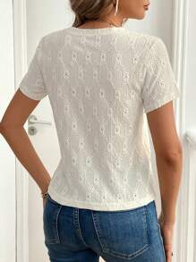 SHEIN Frenchy Camiseta casual sencilla de mujer de unicolor, cuello redondo y manga corta