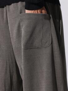 SUMWON Pantalones de chándal tipo cargo atléticos con textura acanalada, cómodos para el invierno, pantalones de entrenamiento con bolsillos laterales, para uso casual y diario, colección de otoño